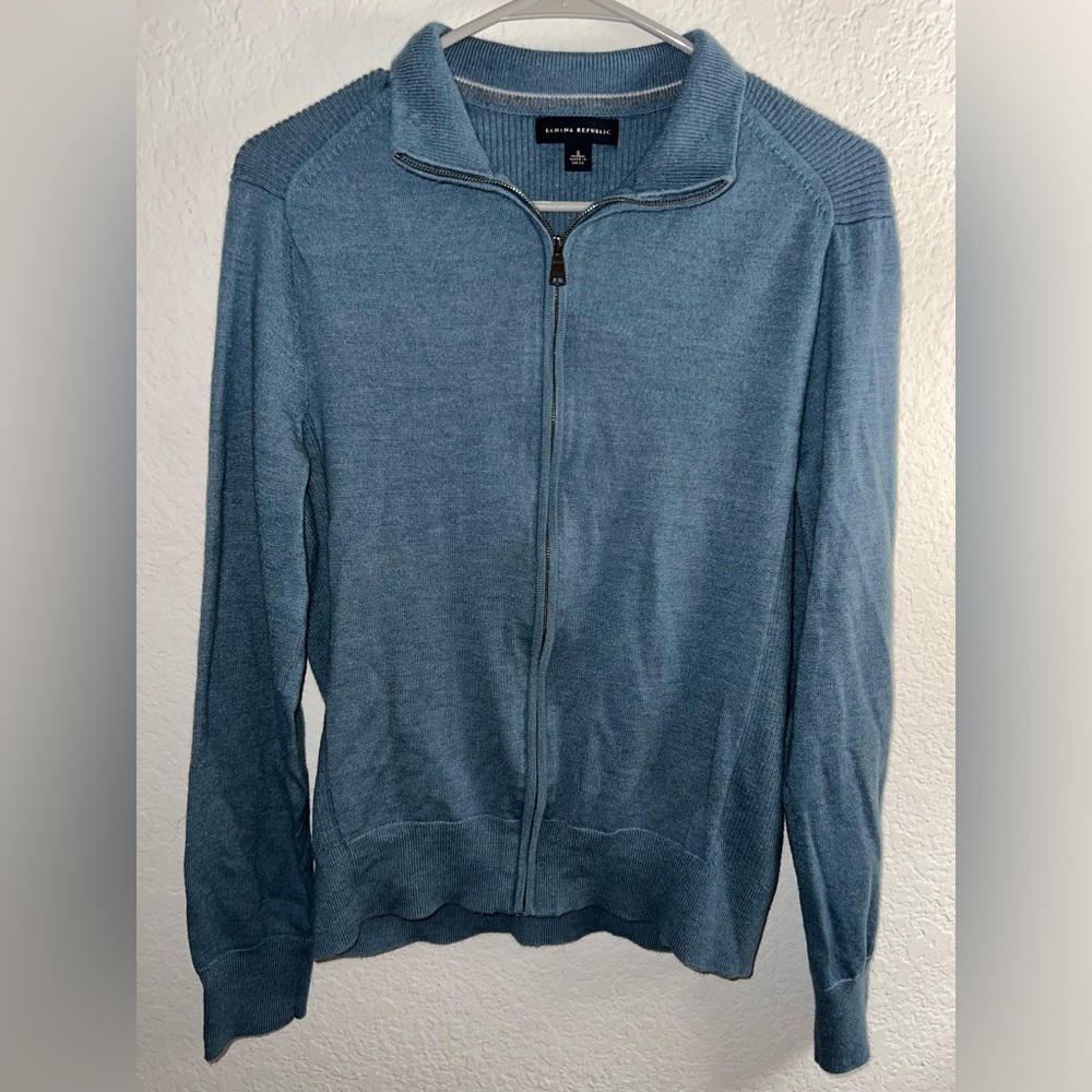 Banana Republic Blue Full-Zip Sweater